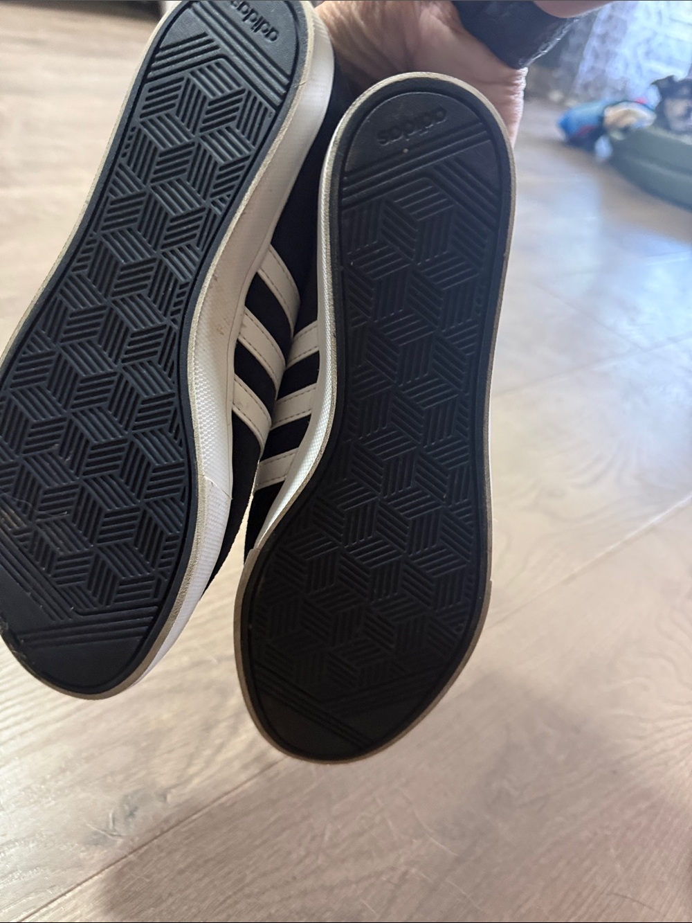 Women's Navy Suede Lace-Up Sneakers with White Stripes - Picture 4 of 5